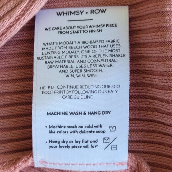 Whimsy + Row sleeveless blush ribbed square-neck modal Frankie midi dress size S - Picture 6 of 9